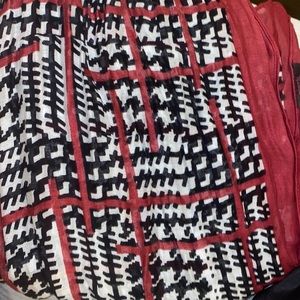 Beautiful scarf multi colored white, black and deep red